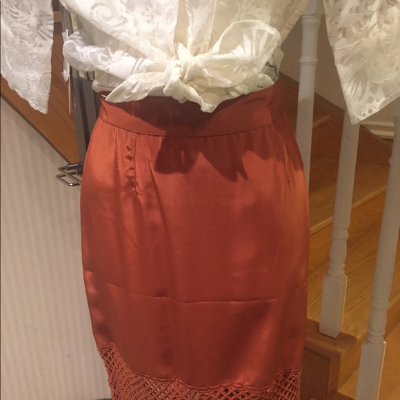 Burnt orange pencil skirt above knee length NWOT - Picture 2 of 5
